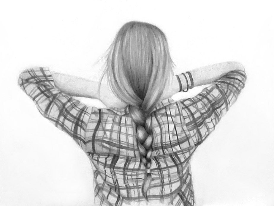 923x693 Braided Girl Sketch By Kinannti A R T In 2018 Girl - Braid Sketch
