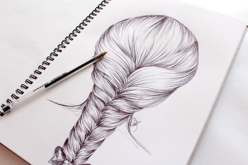 820x547 How To Draw A Hair Braid Step By Step M I S S C A L Y - Braided Hair Sketch