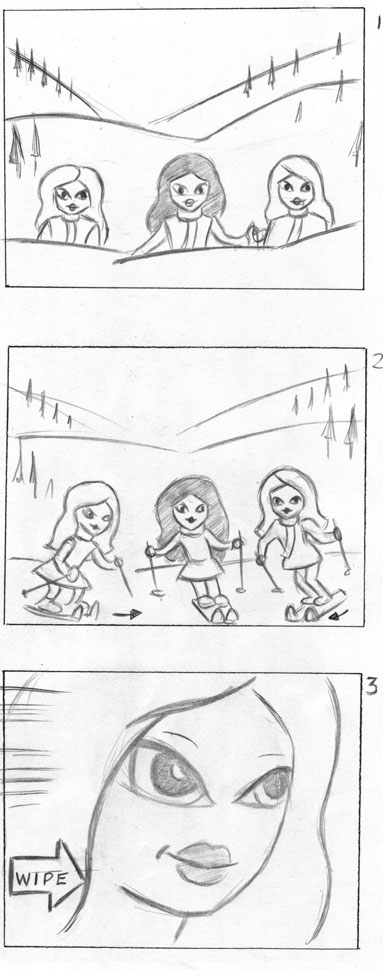 383x978 Cartoon Storyboards - Bratz Sketches