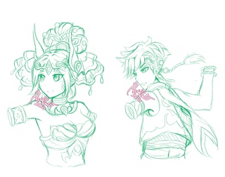 320x252 Sketches Of Mariela And Lauda From Brave Frontier ^ ^ - Brave Sketch