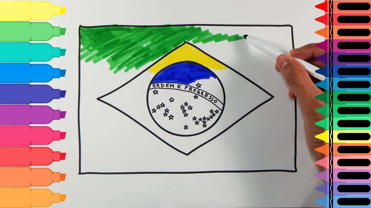 1280x720 How To Draw Brazil Flag - Brazilian Sketch