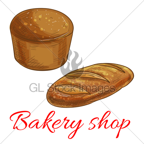 500x500 Bread Sketch Icons For Bakery Shop Gl Stock Images - Bread Sketch