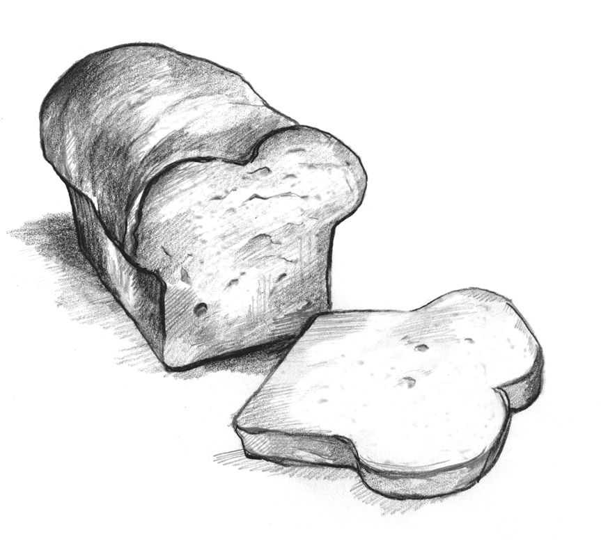 863x788 Drawn Bread Slice Bread - Bread Sketch