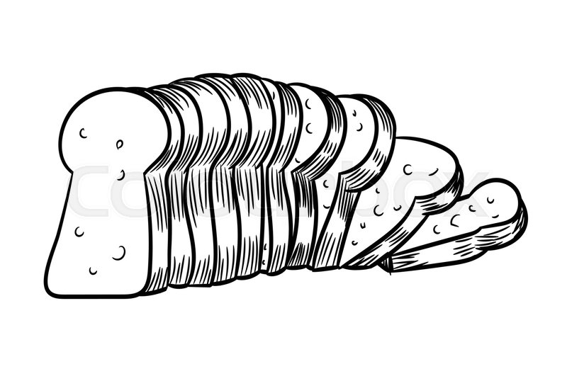 800x538 Hand Drawn Sketch Of Sliced Bread, Black And White Simple Line - Bread Sketch