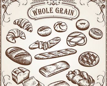 350x280 Pin By Lalo Fuente On Vintage Drawings, Art And Food - Bread Sketch