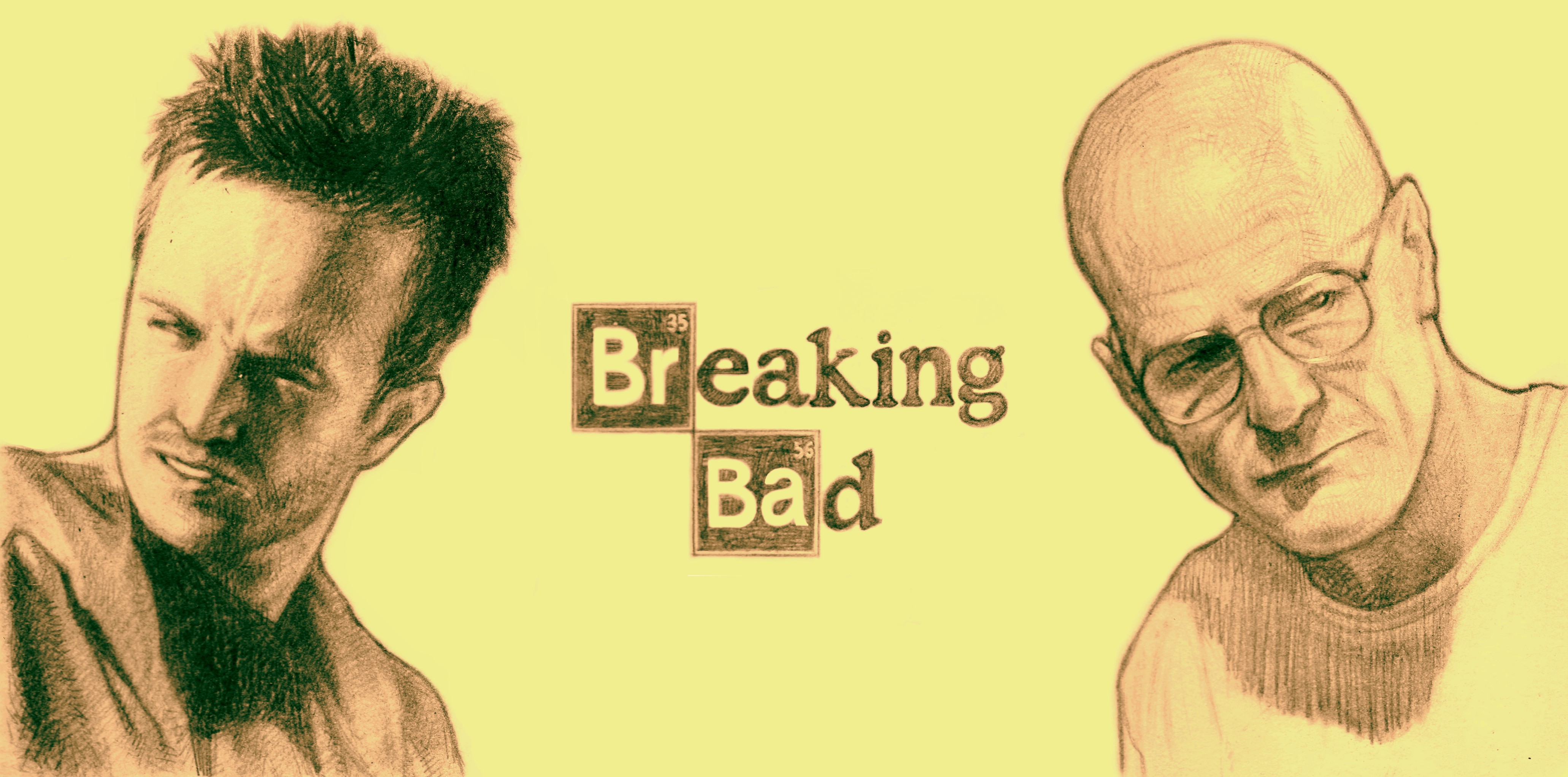 4124x2044 Wallpaper Face, Drawing, Illustration, Cartoon, Walter White - Breaking Bad Sketch