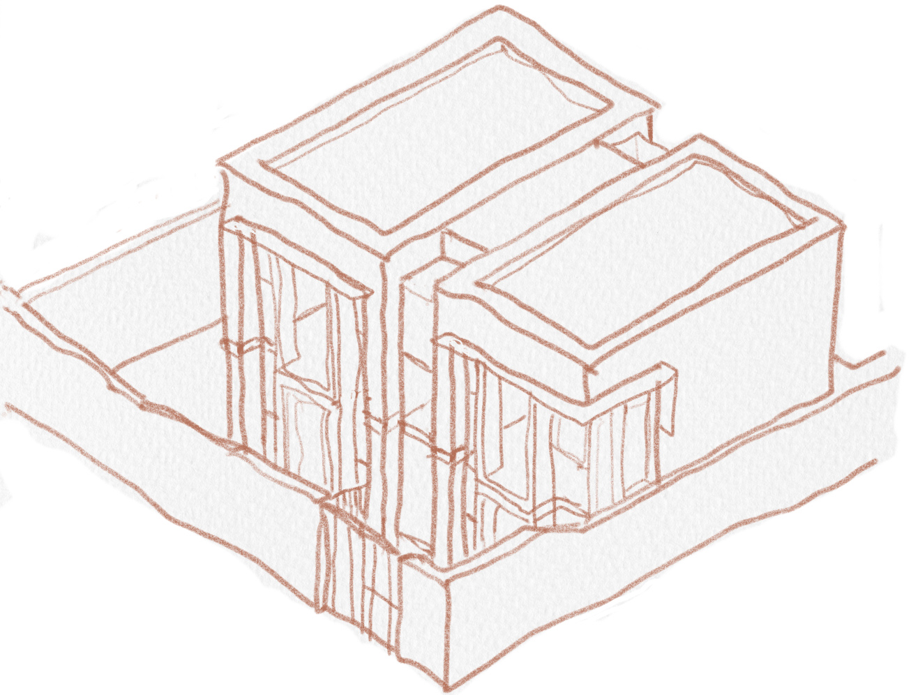 1306x996 New House Garage Site Southwark Bermondsey London - Brick House Sketch