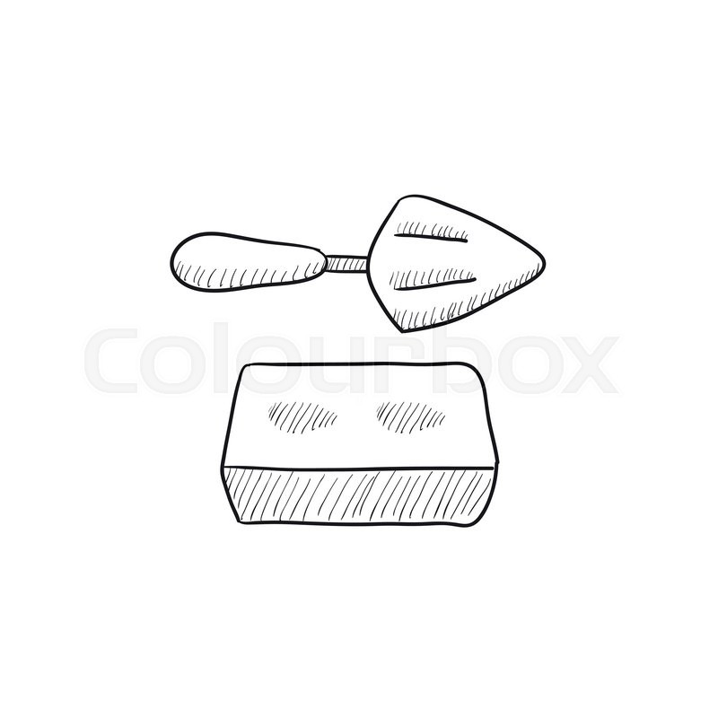 800x800 Spatula With Brick Vector Sketch Icon Isolated On Background. Hand - Brick Sketch