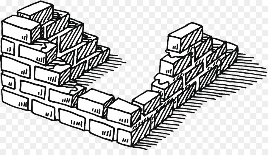 900x520 Stone Wall Brick Drawing Clip Art - Brick Sketch