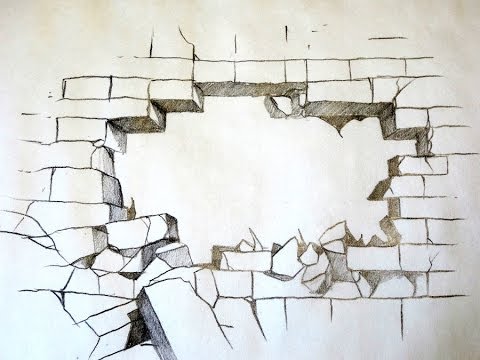 480x360 How To Draw A Broken Brick Wall (The Original) - Brick Wall Sketch