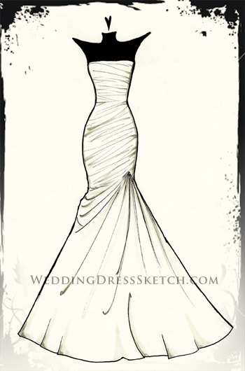 350x530 Wedding Dress Sketch - Bridal Dress Sketches