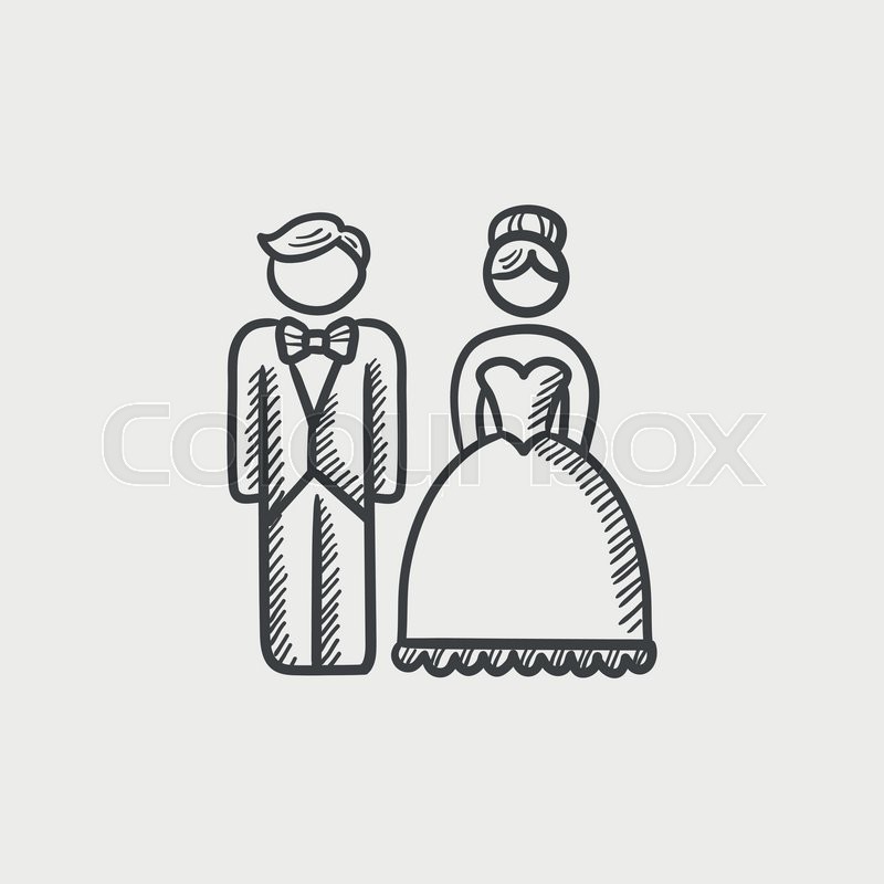 800x800 Bride And Groom Sketch Icon For Web, Mobile And Infographics. Hand - Bride And Groom Sketch