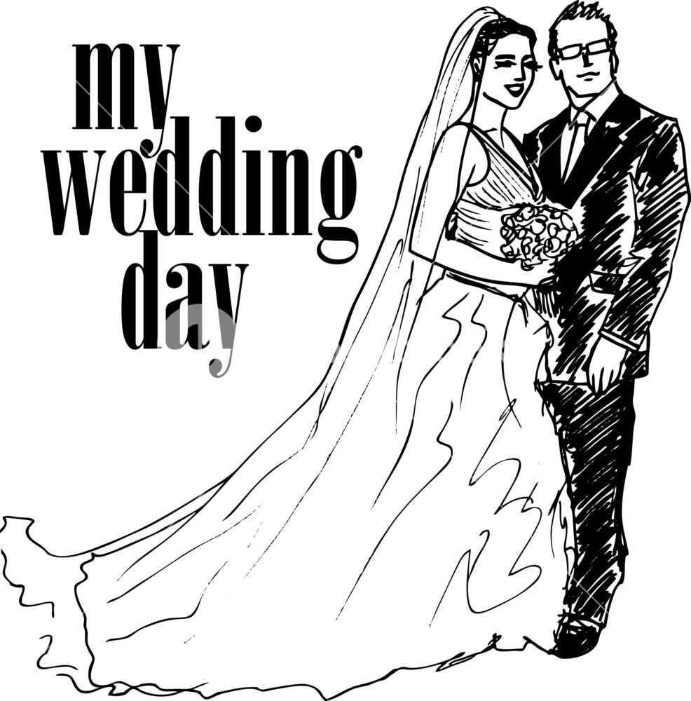 986x1000 Sketch Of Bride And Groom. Vector Illustration Royalty Free Stock - Bride And Groom Sketch