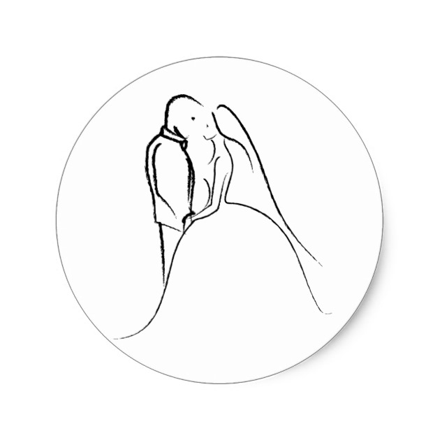 630x630 Bride Amp Groom Sketch Classic Round Sticker Zazzle.ca - Bride And Groom Sketch