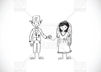 400x284 Bride And Groom In Sketch Style Vector Image Vector Artwork Of - Bride And Groom Sketch