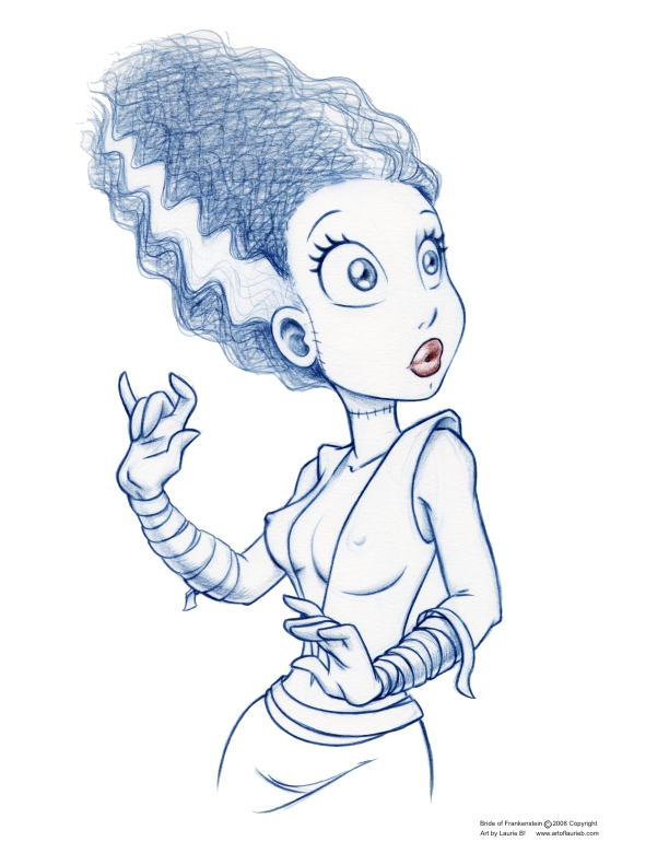 612x791 Bride Of Frankenstein Sketch By Artoflaurieb - Bride Sketch