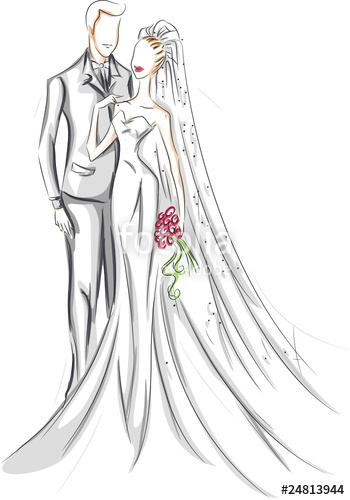 350x500 Bride And Groom Sketch Stock Image And Royalty Free Vector Files - Bride Sketch