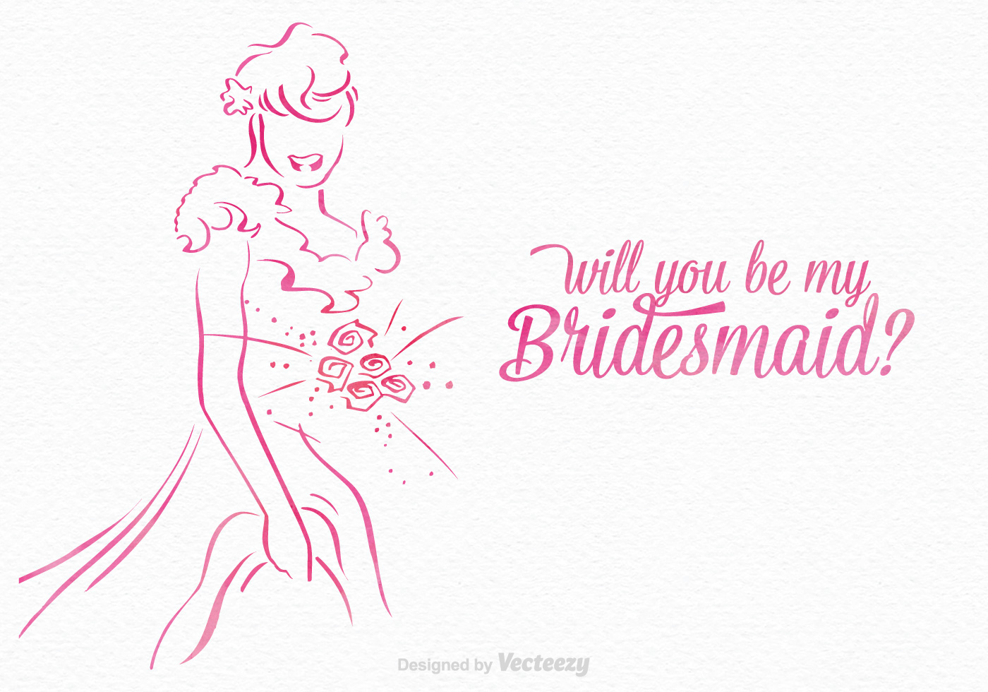 1400x980 Free Will You Be My Bridesmaid Vector - Bridesmaid Sketch