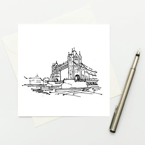 480x480 Greeting Card Tower Bridge Sketch Cherry2berry - Bridge Sketch
