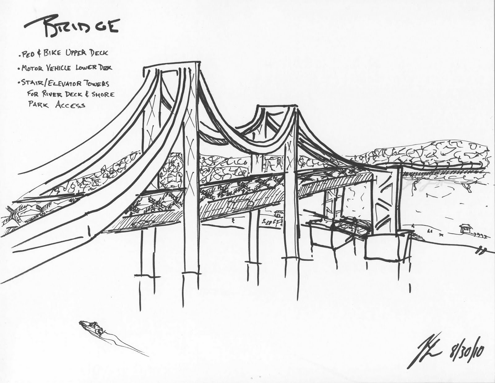 1600x1238 Little Fascinations Sketch A Day Bridge, Bedroom, Falling Water - Bridge Sketch