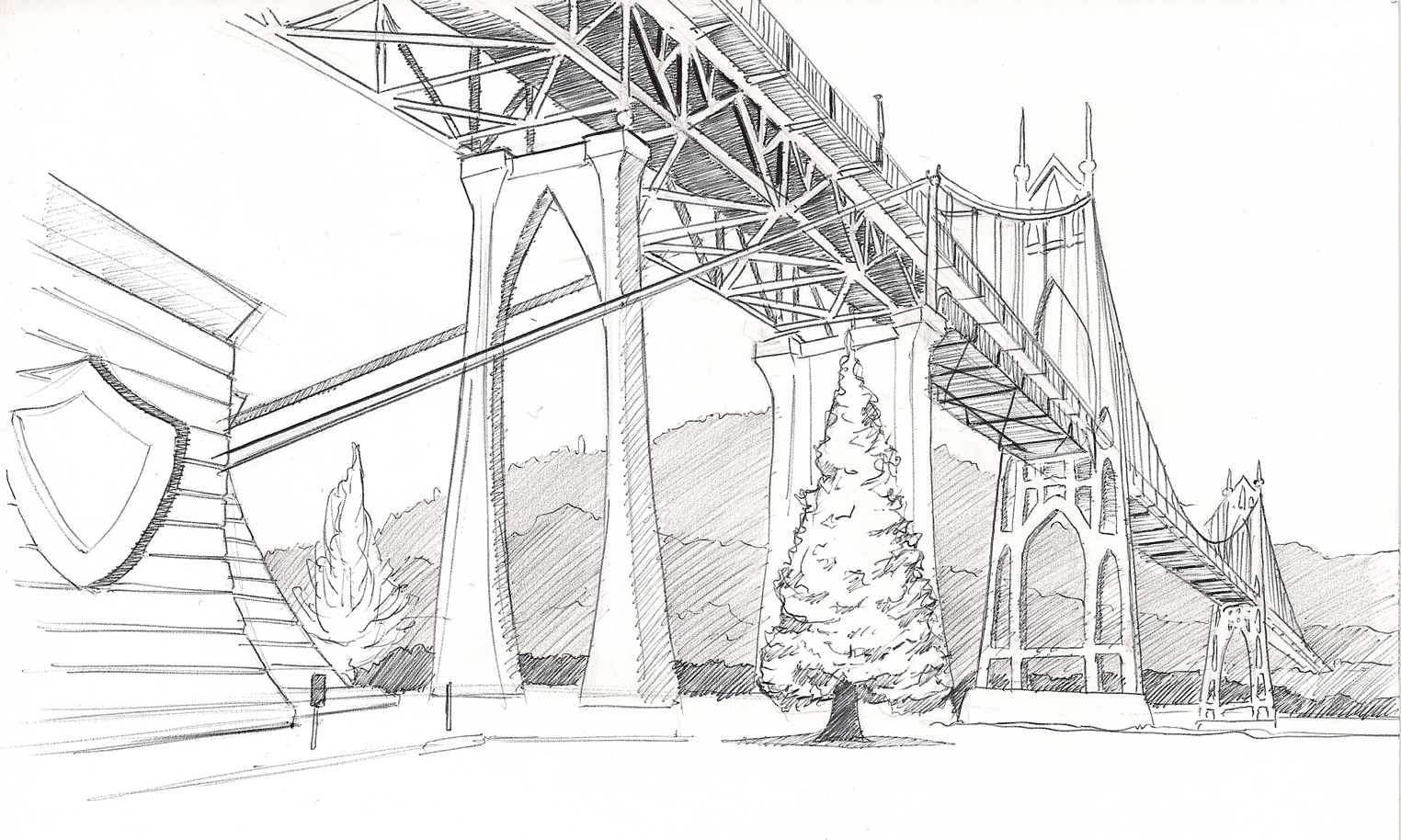 Нарисовать эскиз моста