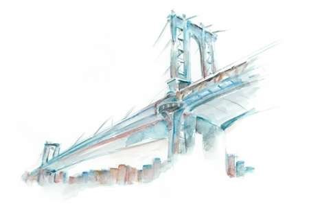 450x300 Watercolor Bridge Sketch I By Artist Harper, Ethan Decorative - Bridge Sketch