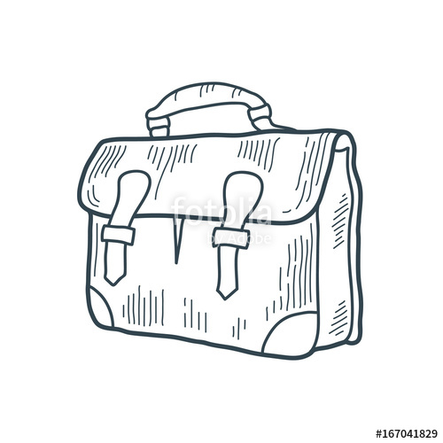500x500 Hand Drawn Vintage Briefcase. Bag. Sketch Style. T Shirt Print - Briefcase Sketch