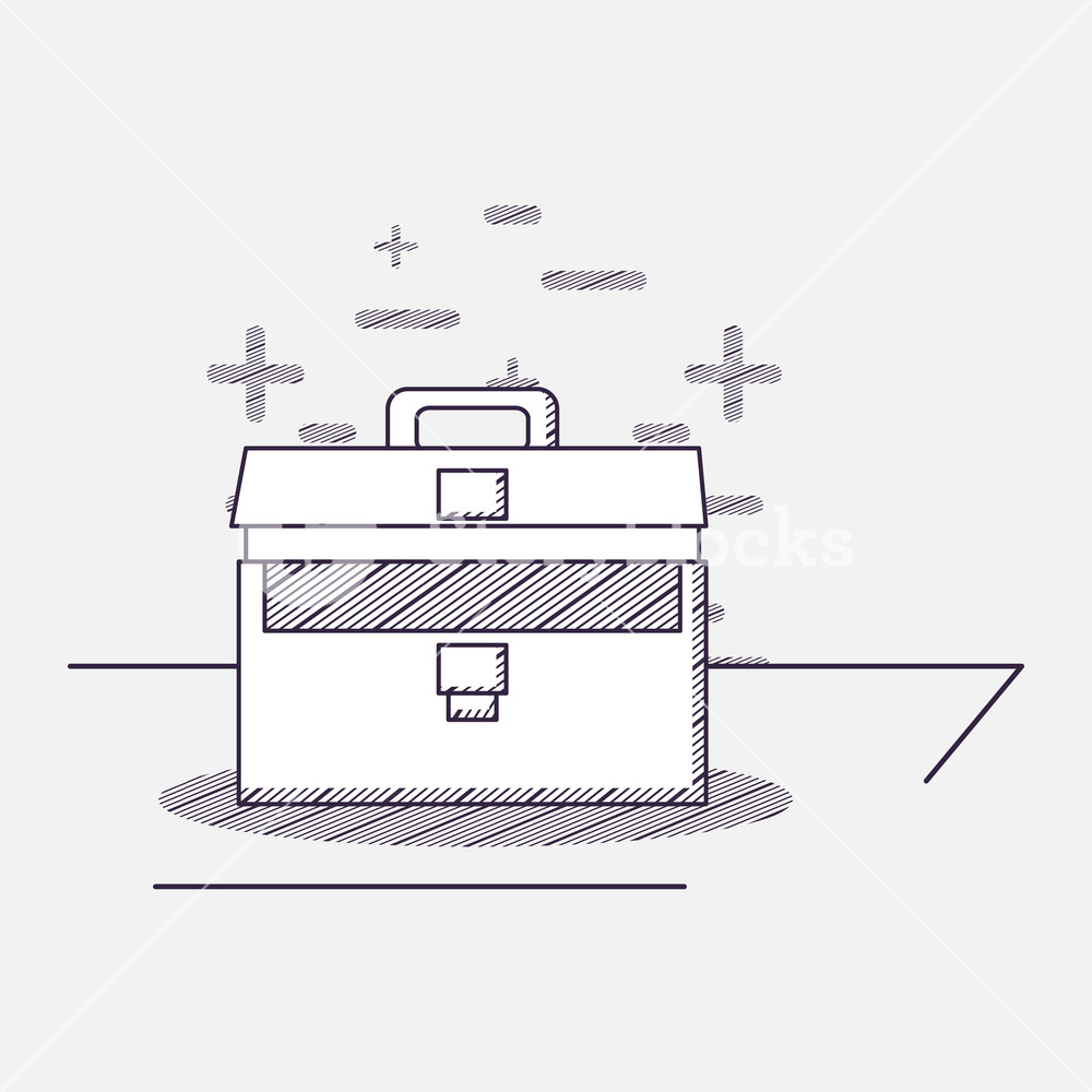 1000x1000 Briefcase Icon Over White Background, Sketch Design Vector - Briefcase Sketch