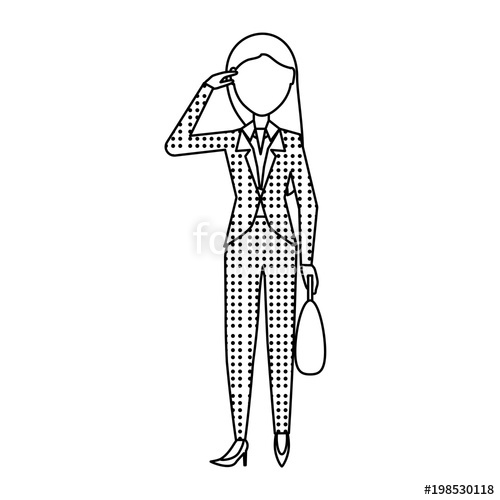 500x500 Sketch Of Avatar Businesswoman Standing And Holding A Briefcase - Briefcase Sketch