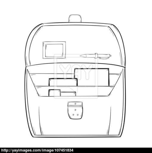 510x512 Sketch Of The Open Briefcase With Documents Vector - Briefcase Sketch