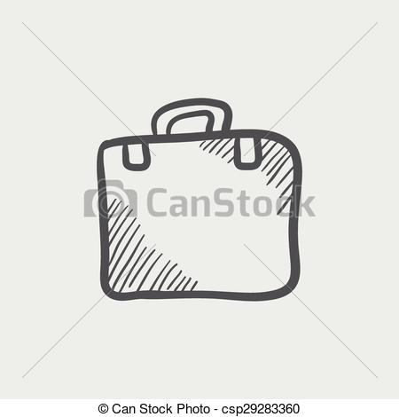 450x470 Briefcase Sketch Icon For Web And Mobile. Hand Drawn Vector Dark - Briefcase Sketch