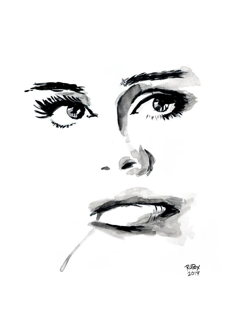 770x1027 Saatchi Art Bright Eyes Painting By Rubix Art - Bright Eyes Sketch