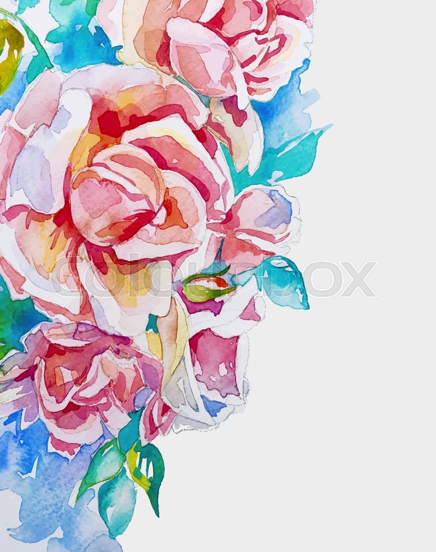 632x800 Hand Made Watercolor Pink Roses Corner To Banner Design, Bright - Bright Sketch