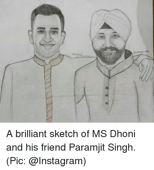 500x553 N Re Users A Brilliant Sketch Of Ms Dhoni And His Friend Paramjit - Brilliant Sketch