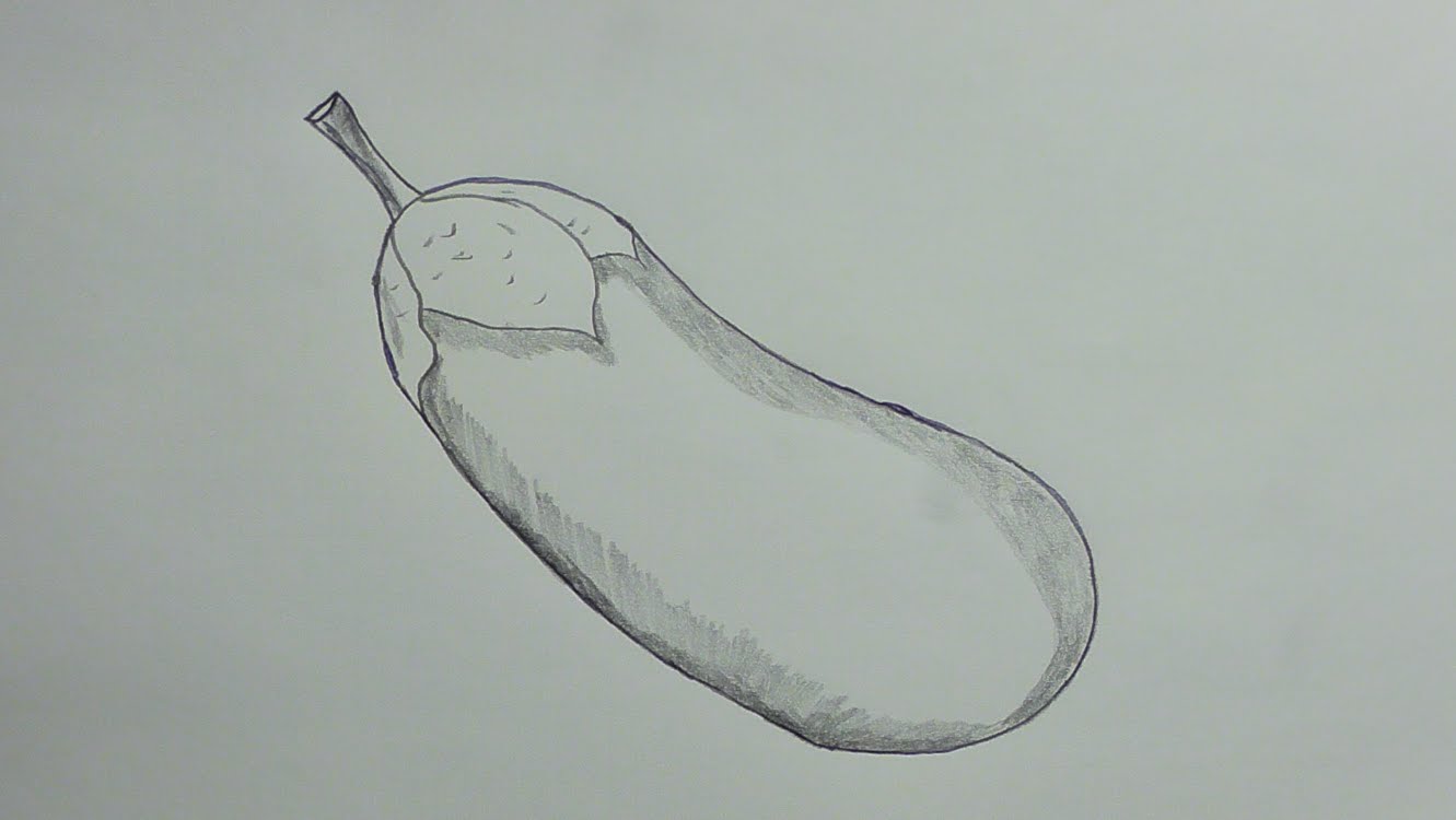 1331x750 How To Draw An Eggplant - Brinjal Sketch