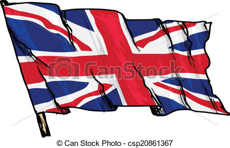 450x290 Hand Drawn, Sketch, Illustration Of Flag Of United Kingdom. - British Flag Sketch