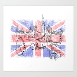 264x264 British Flag Art Prints Society6 - British Flag Sketch