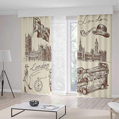 450x450 Iprint London Blackout Curtain,sketch National British Emblems Big - British Flag Sketch