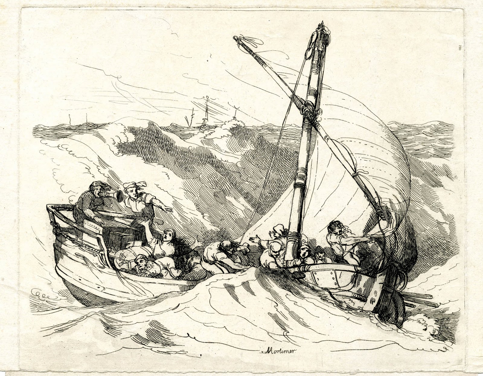 1600x1245 British Tars, 1740 1790 Sketch Of A Boat In Distress, C.1784 1788 - British Sketch