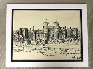 300x225 Original Drawing Sketch Herstmonceux Castle English England - British Sketch
