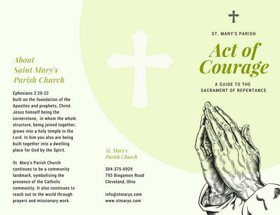 550x424 Light Green Hands Praying Sketch Church Brochure - Brochure Sketch