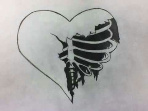 480x360 Pin By Bayli Jo On Casston - Broken Heart Sketch