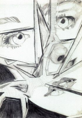 279x400 How To Draw A Broken Mirror - Broken Mirror Sketch