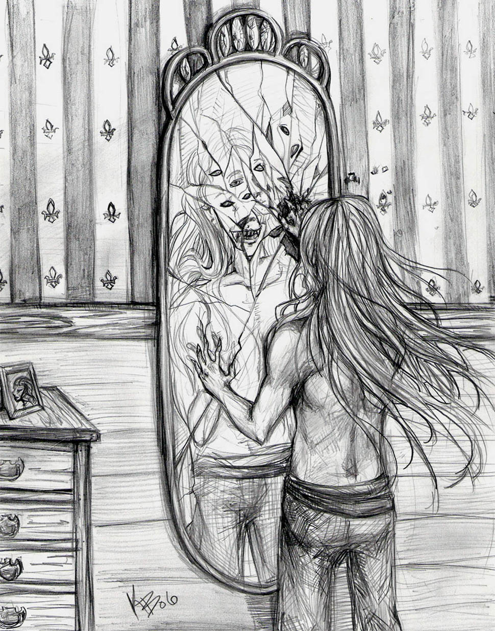 970x1236 Broken Mirror By Sam Ecks Aliveandabound - Broken Mirror Sketch