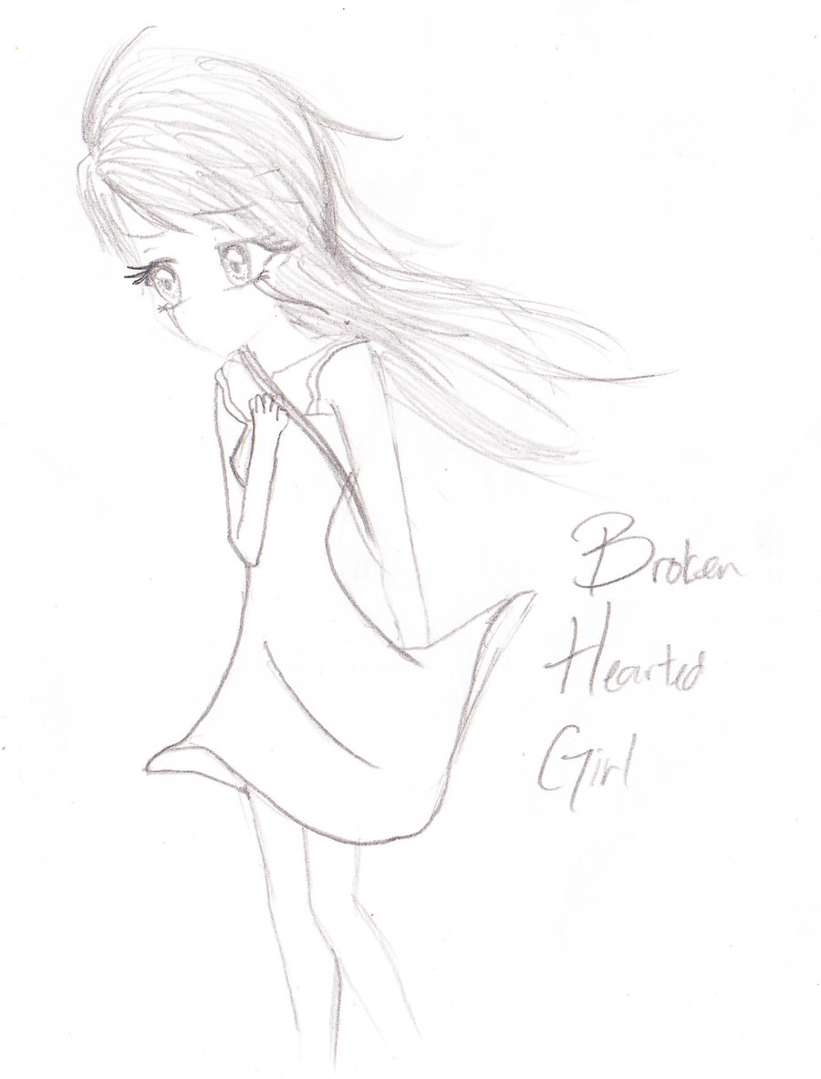 900x1183 Broken Heart Girl Sketch Easy To Draw Broken Drawing At - Broken Sketch