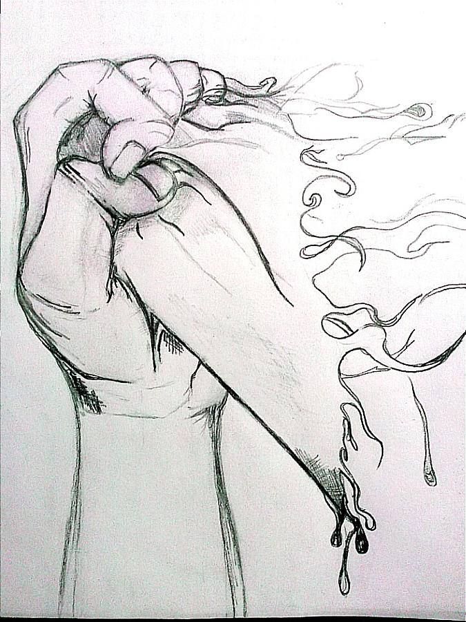 675x900 Heart Broken Drawing By Justin Wallace - Broken Sketch