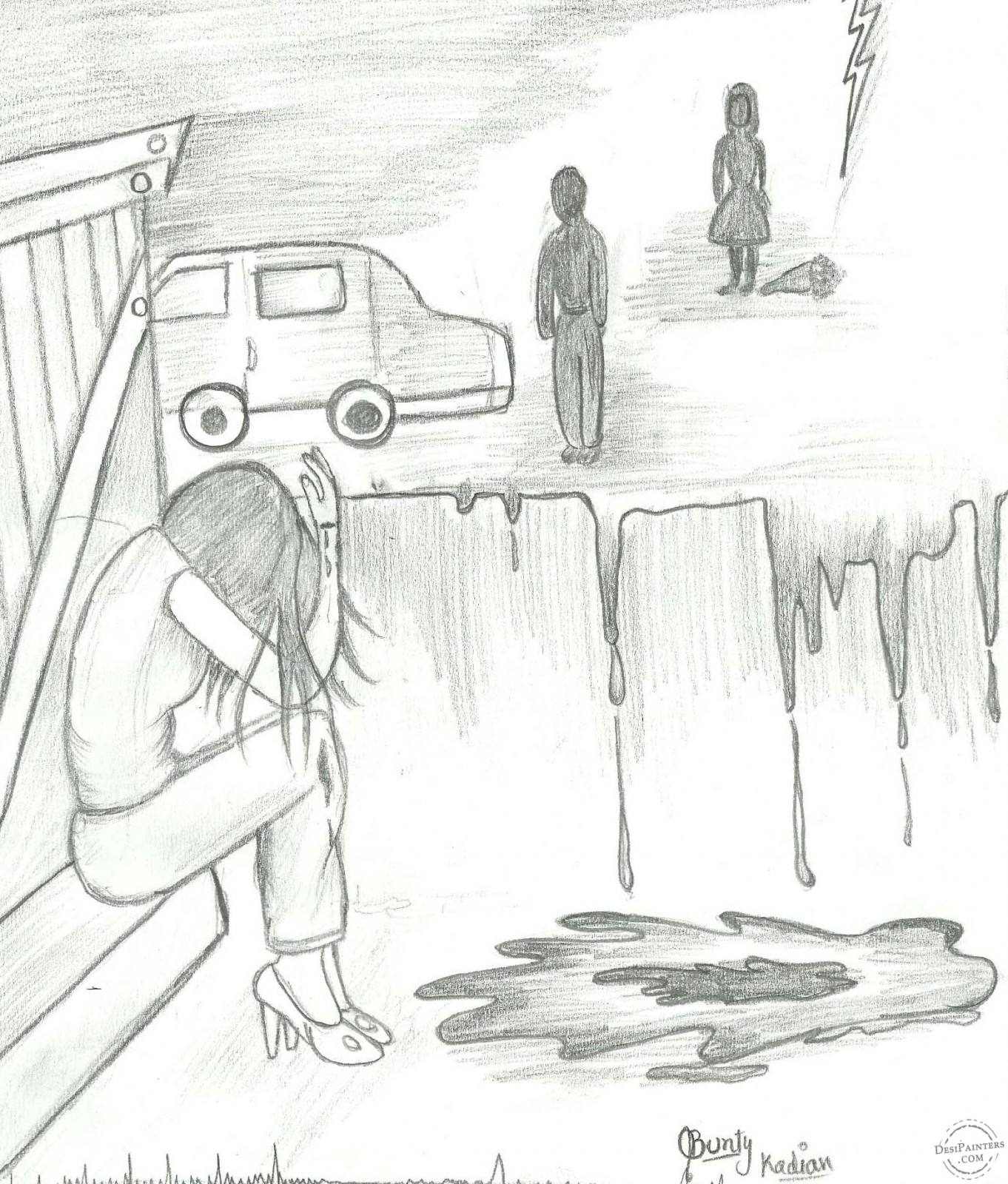 1362x1600 Still Waiting Sketch To Show Broken Heart - Broken Sketch