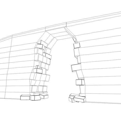 500x500 3d Asset Broken Wall Module Cgtrader - Broken Wall Sketch