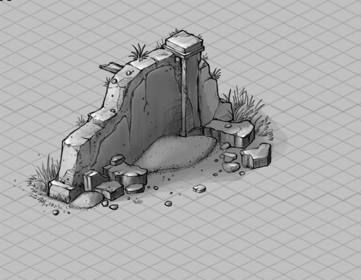 708x549 Ice 3d Game Model - Broken Wall Sketch