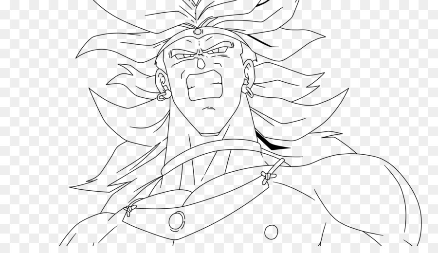 900x520 Line Art White Symmetry Character Sketch - Broly Sketch
